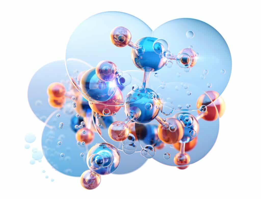 Cosmetic,Essence,Molecular,Structure.,Collagen,Serum,Peptides,3d,Molecule.,Facial